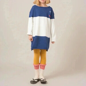 Bobo Choses Nautical Anchor Bi Color Striped Colorblock Knitted Sweater Dress
